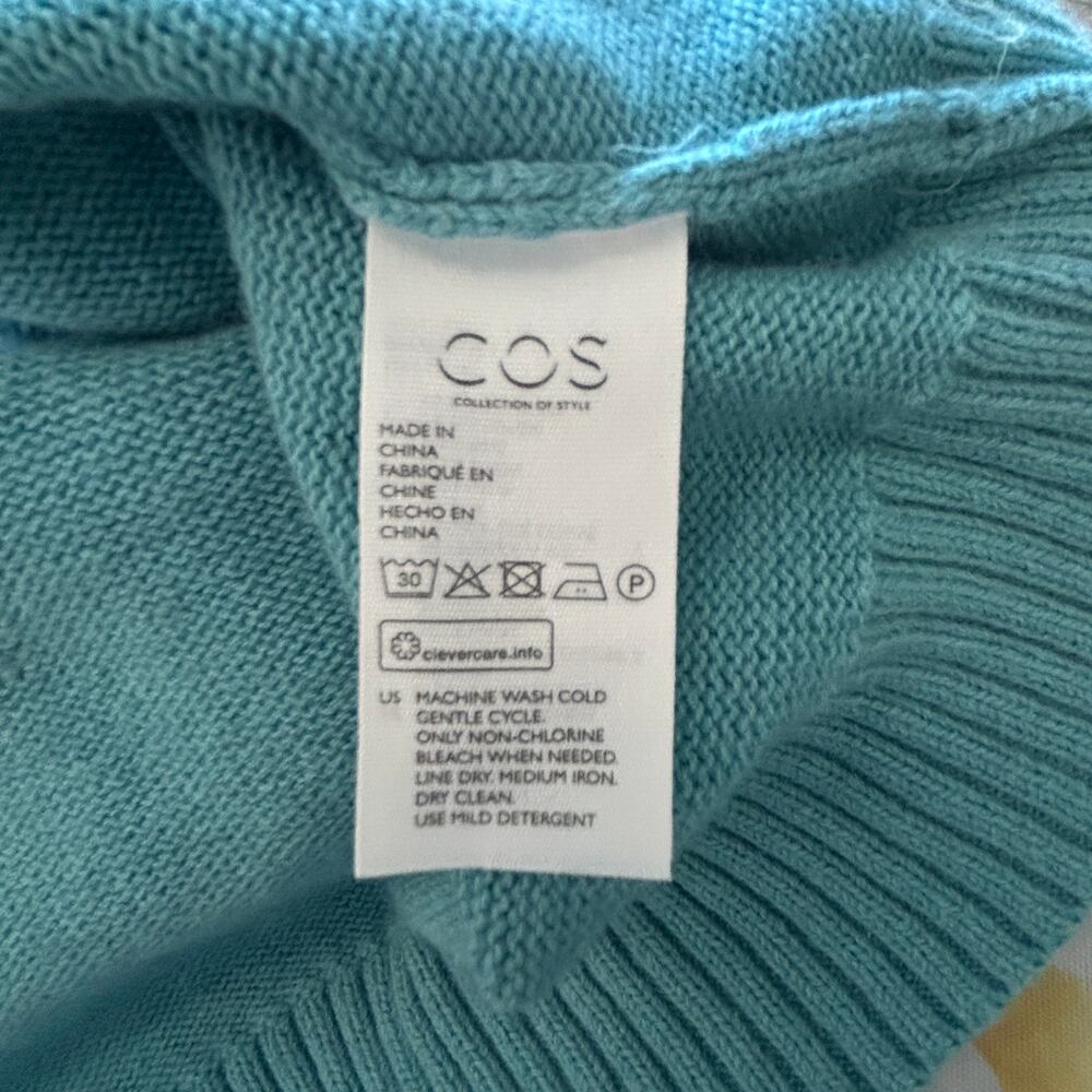 COS Crewneck Sweater SZ S Blue Abstract Design Preppy Quiet Luxury Slow Fashion - Picture 6 of 7